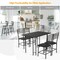 5 Pieces Wood Rectangular Dining Table Chair Set with Curving Backrest and Iron Frame